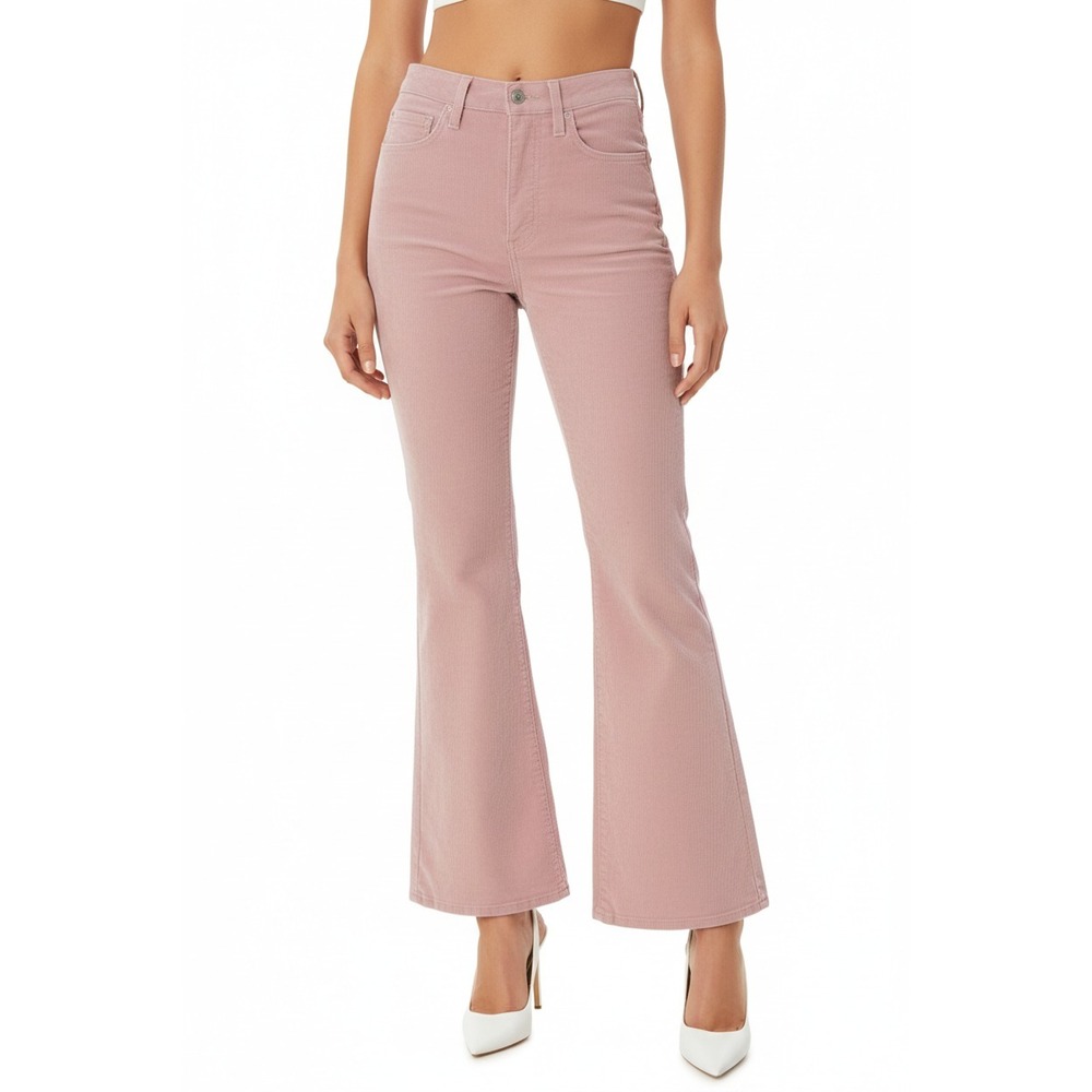 Womens Levis Ribcage Bell Corduroy Jeans Size 25 Rose Pink Flared High Rise